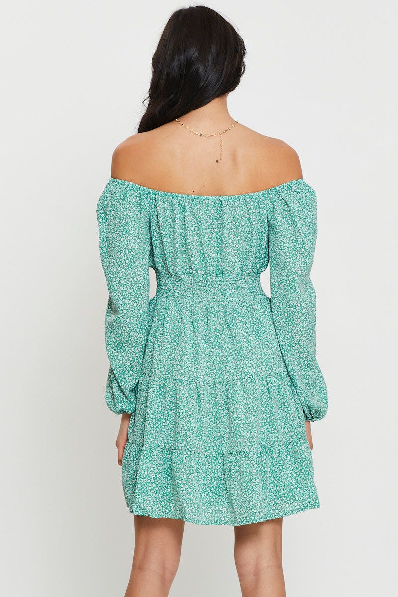 Print Mini Dress Long Sleeve