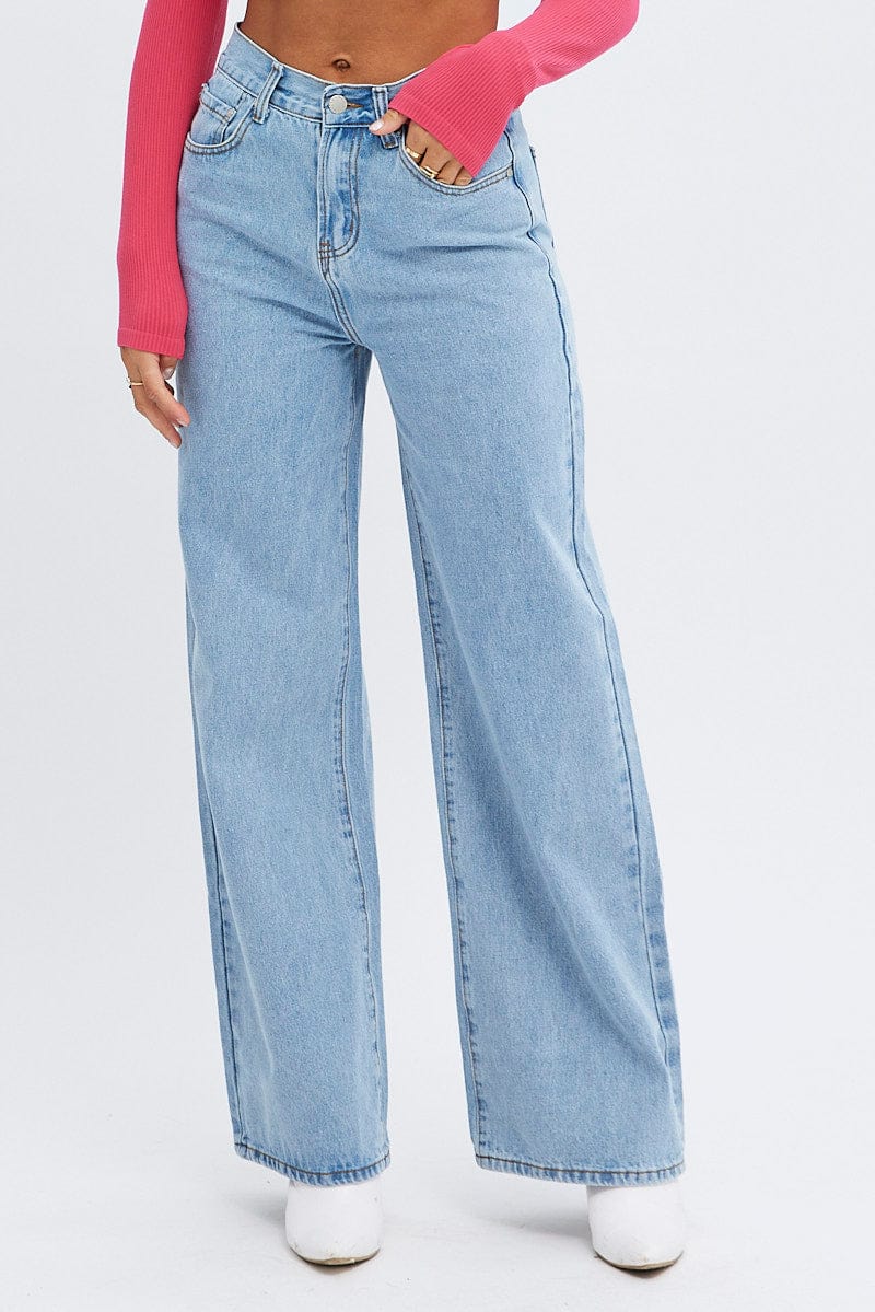 Denim Baggy Denim Jeans Midi Rise