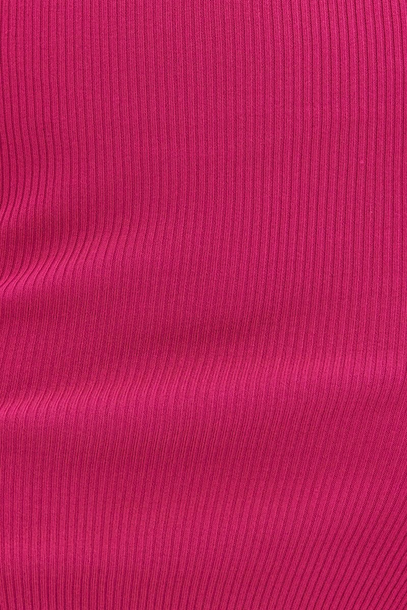 Pink Midi Dress High Neck Knit