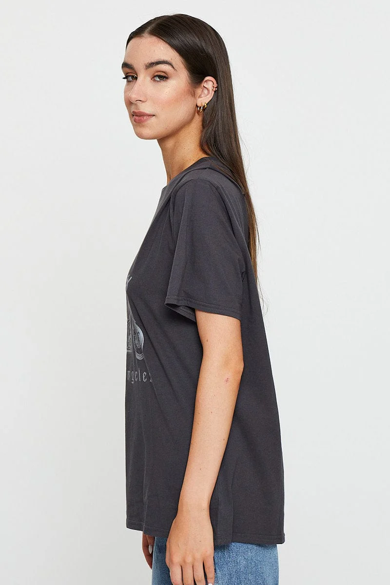 Black Graphic T Shirt Short Sleeve