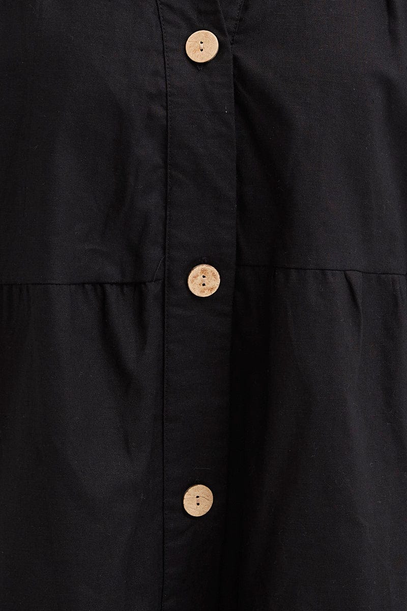 Black Tiered Dress Long Sleeve Mini