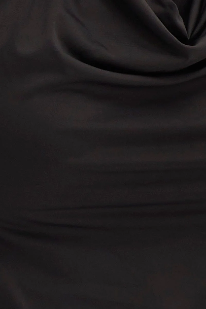 Black Dip Hem Cowl Neck Top