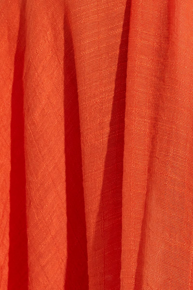 Orange Short Sleeve Shirt Collared Longline