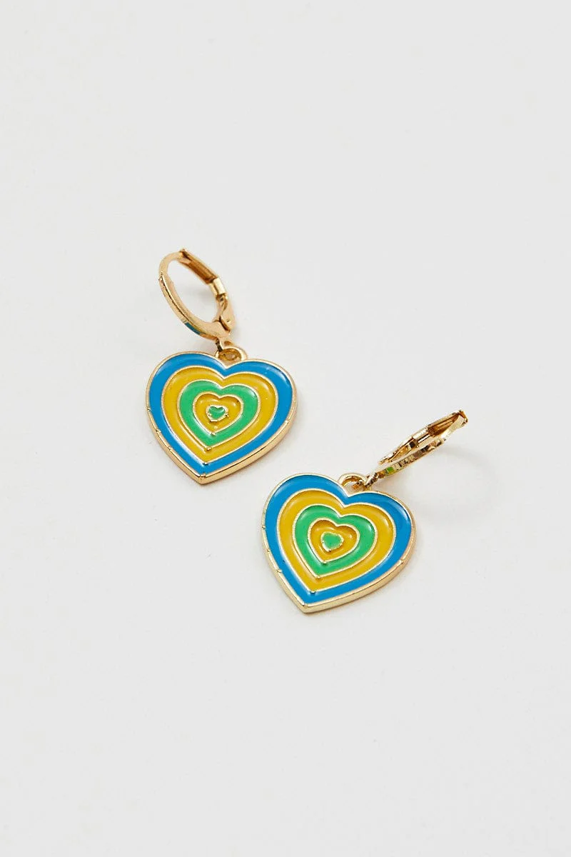 Green Heart Drop Earrings