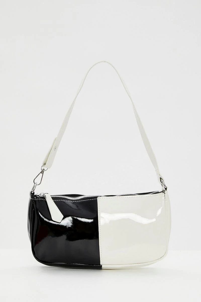 Stripe Half And Half Monochrome Under Arm Bag