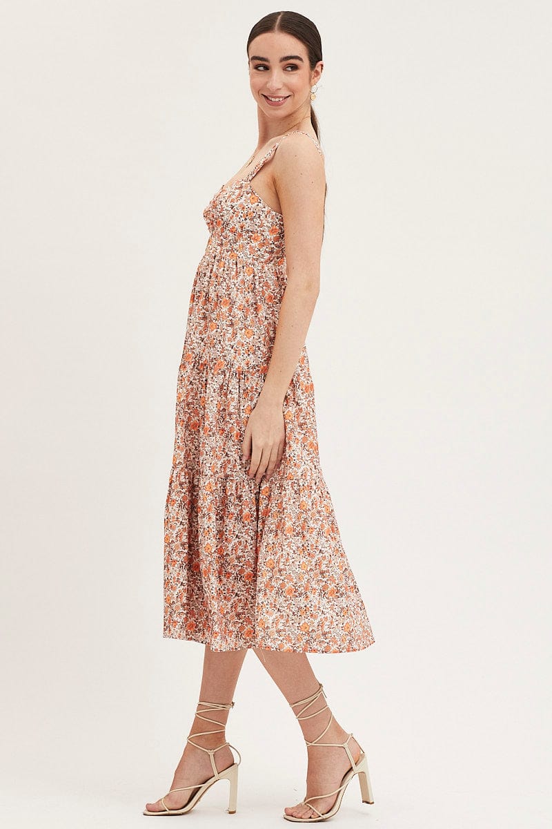 Print Cut Out Midi Dress