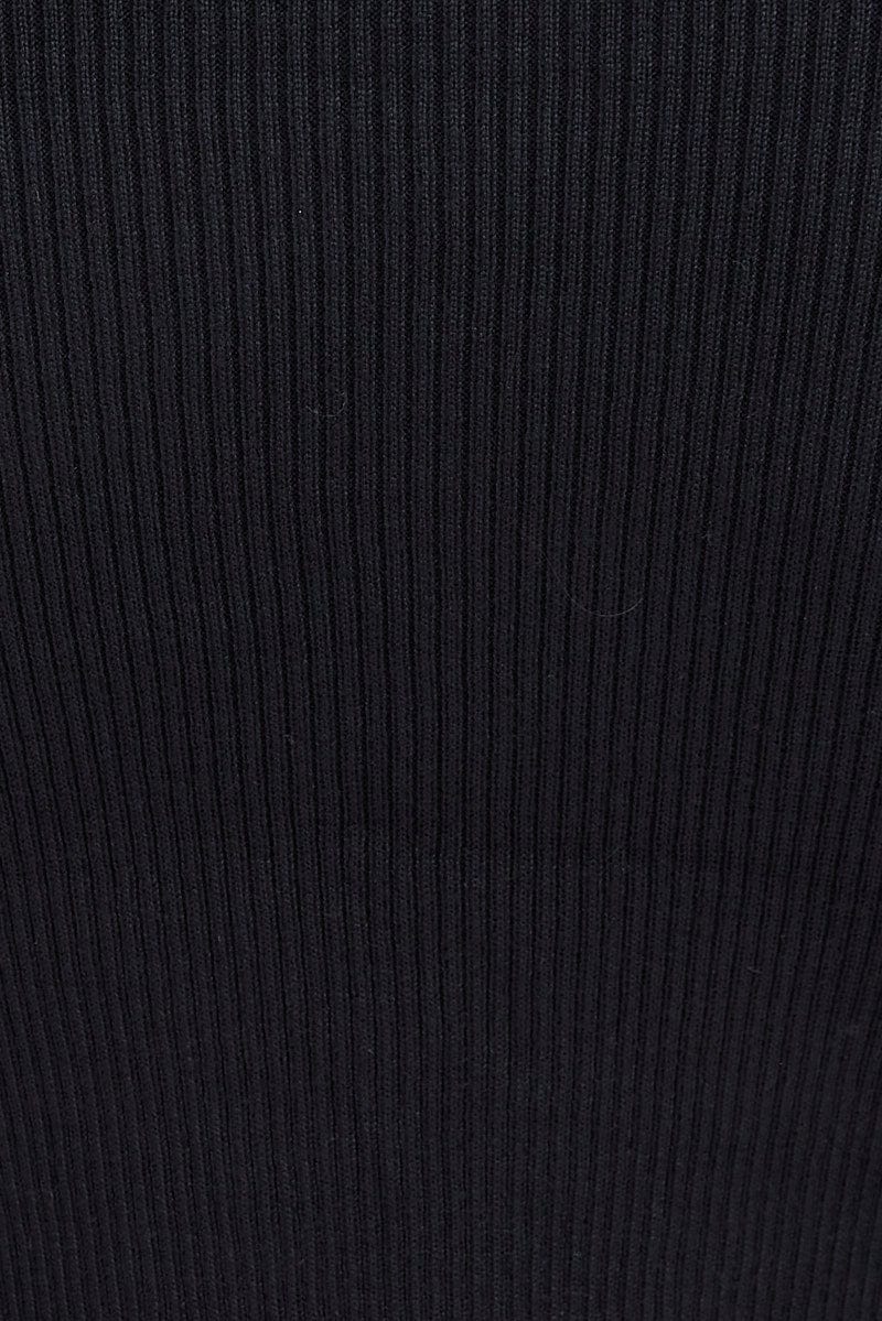 Black Knit Top Lace up Detail