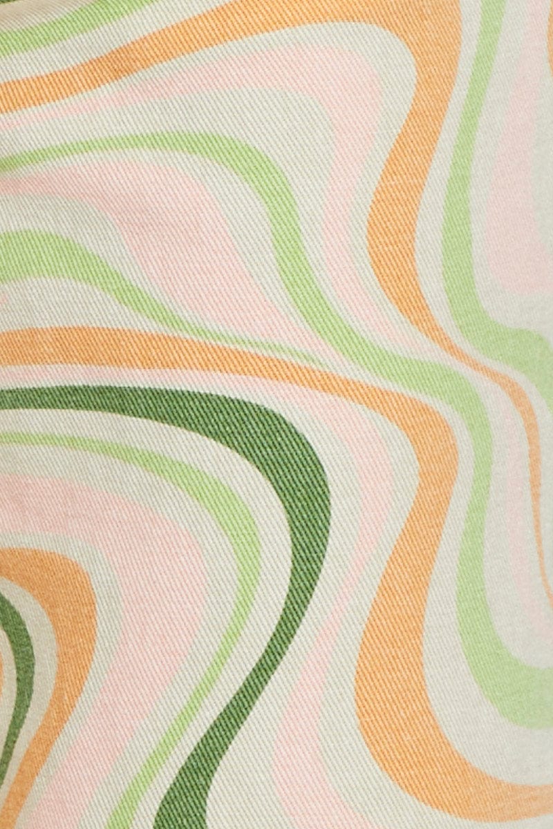 Marble Print Straight Denim Jeans High Rise