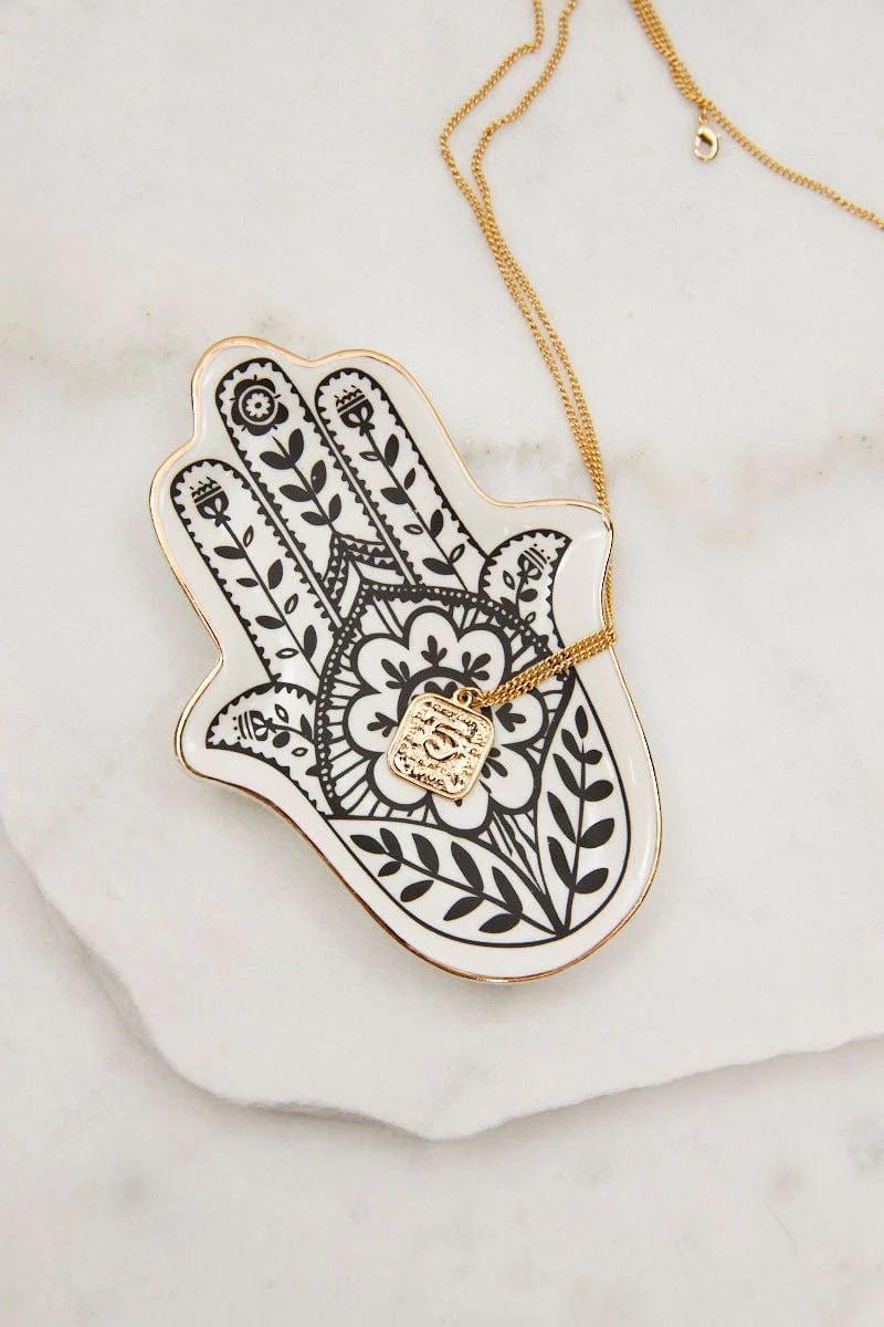 White Christmas Hamsa Hand Trinket Dish