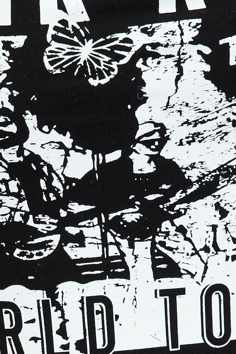 Black Graphic Boobtube Strapless