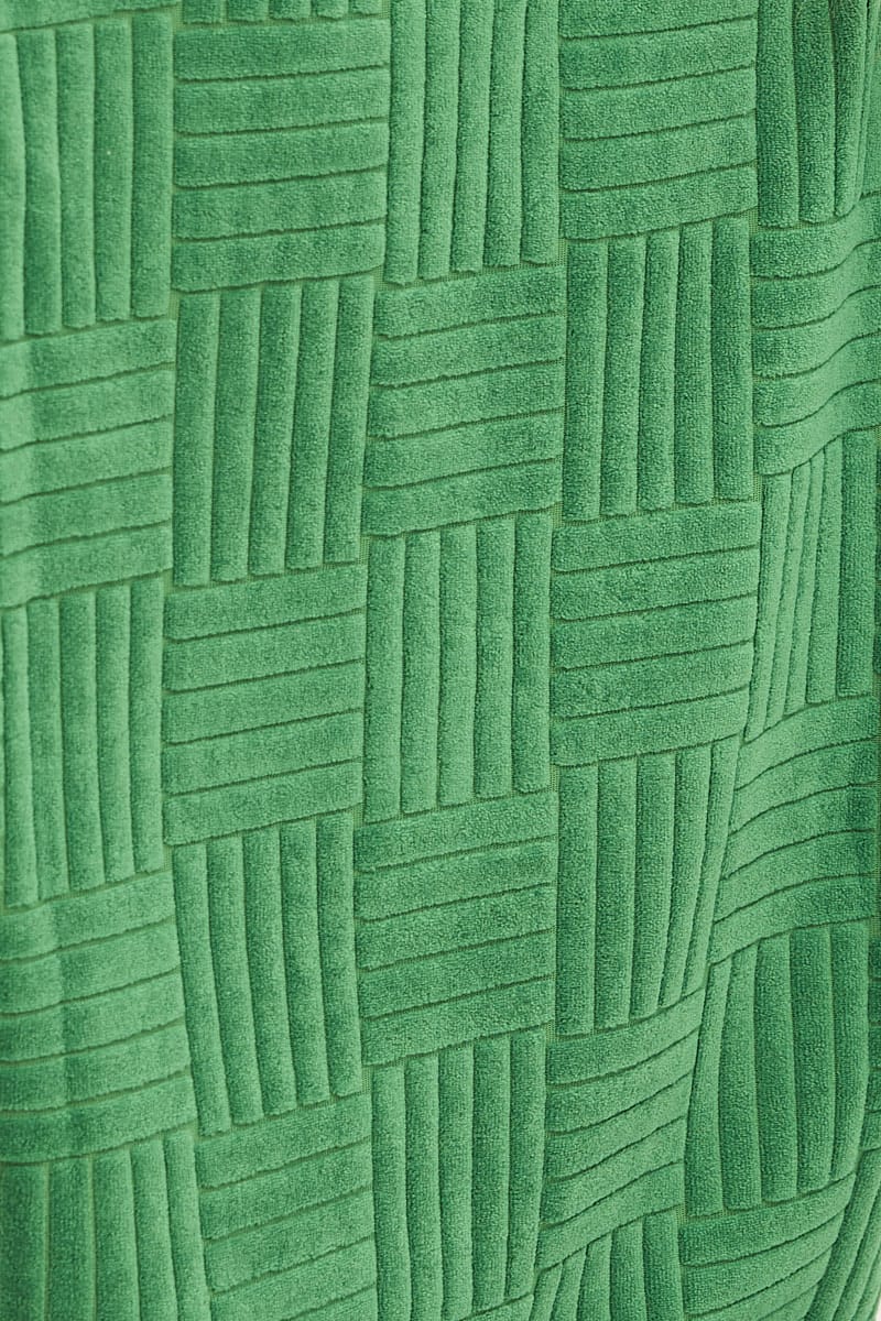 Green Pyjamas Set Short Sleeve Crew Neck Shorts Terry