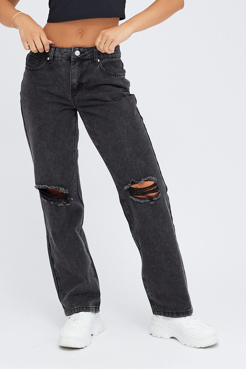 Black Baggy Jeans Low Rise