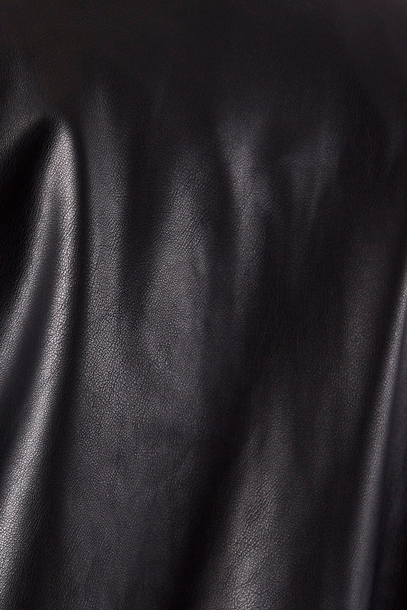 Black Faux Leather Oversized Jacket