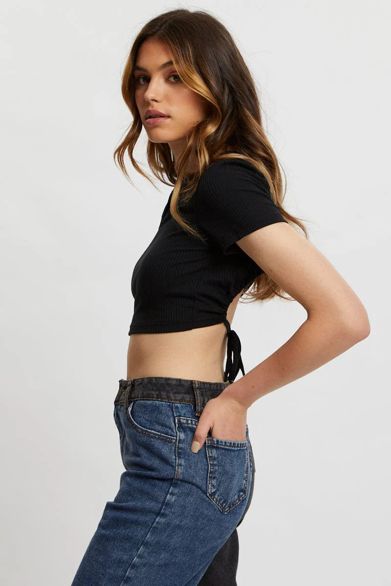 Black Tie Back Top Cut Out