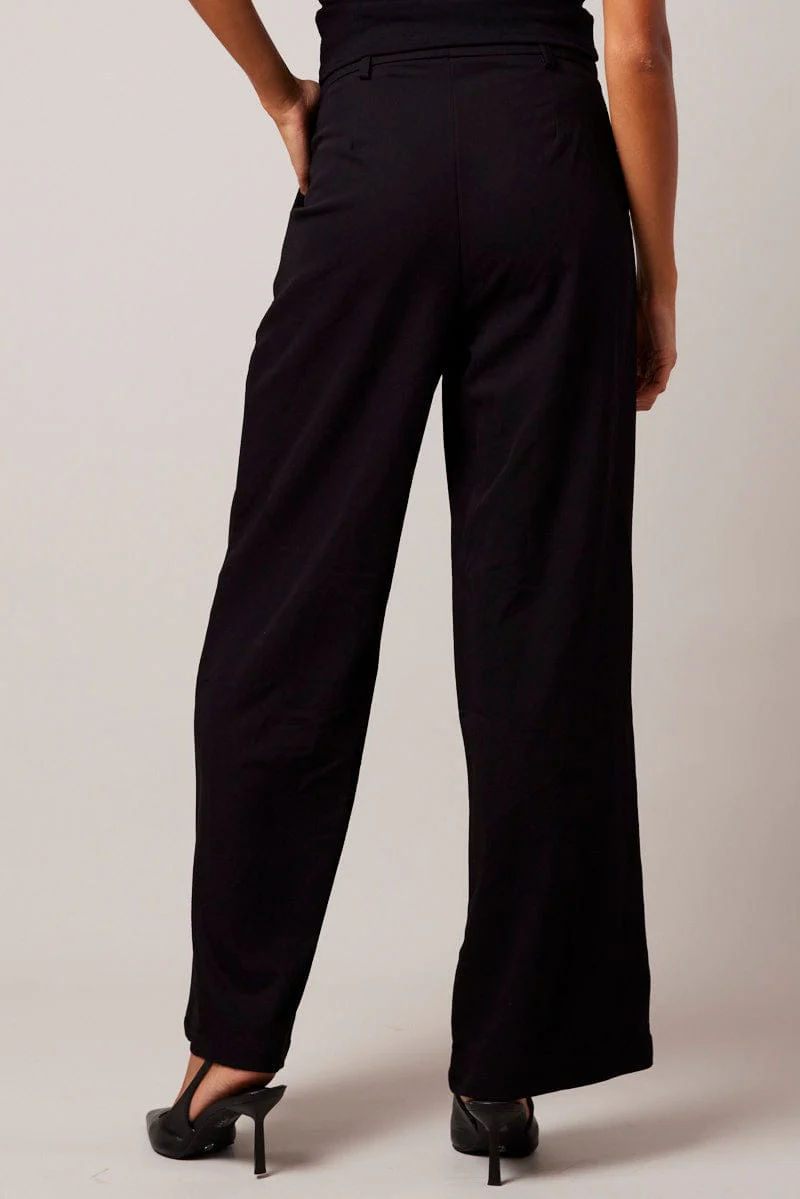 Black Wide Leg Pants High Rise