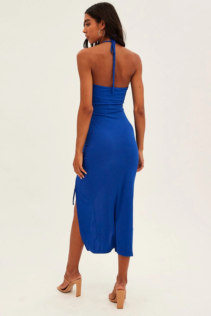 Blue Cut Out Bodycon Party Dress