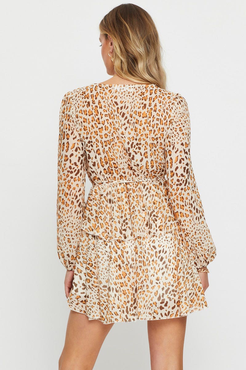 Print Mini Dress Long Sleeve