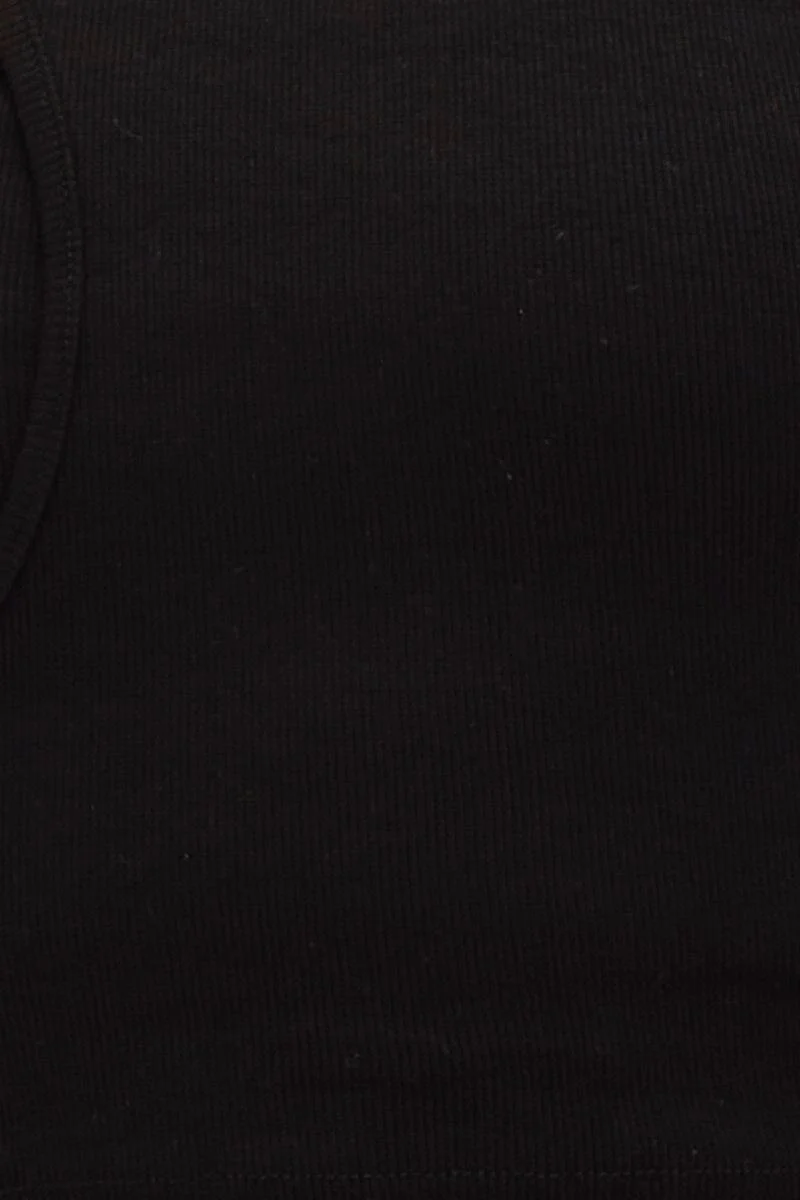 Black Rib Sleeveless Asymmetric Cut Out Tank Top