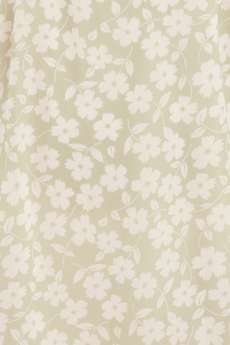 Green Floral Cutout Skater Dress