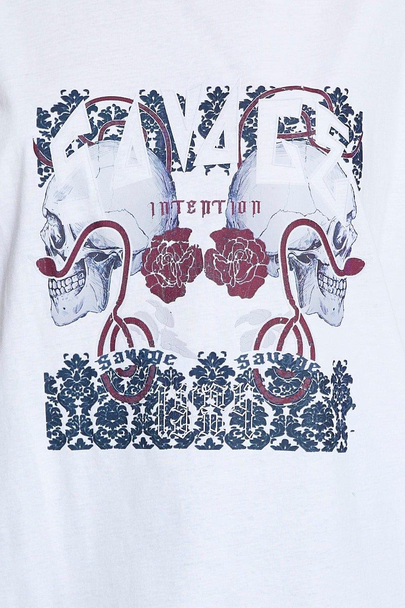 White Graphic T Shirt Short Sleeve