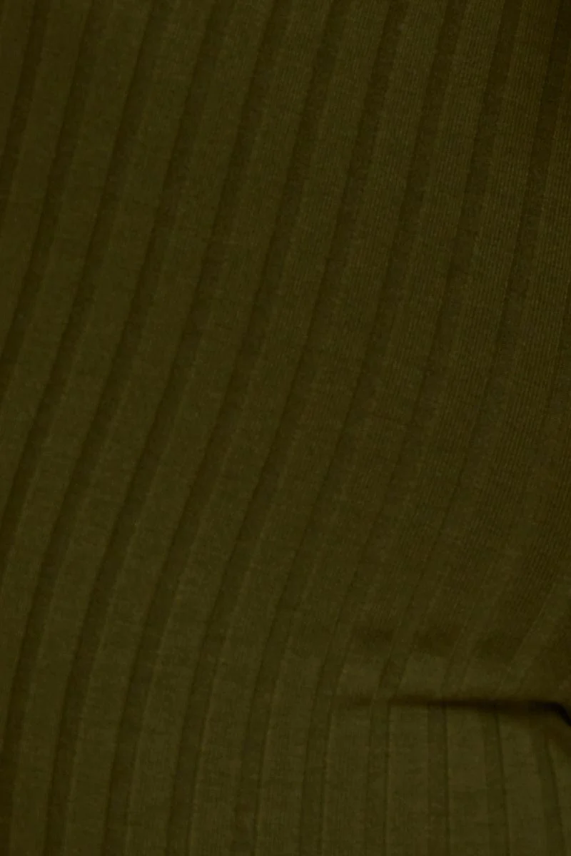 Green Jersey Rib Flared Pants