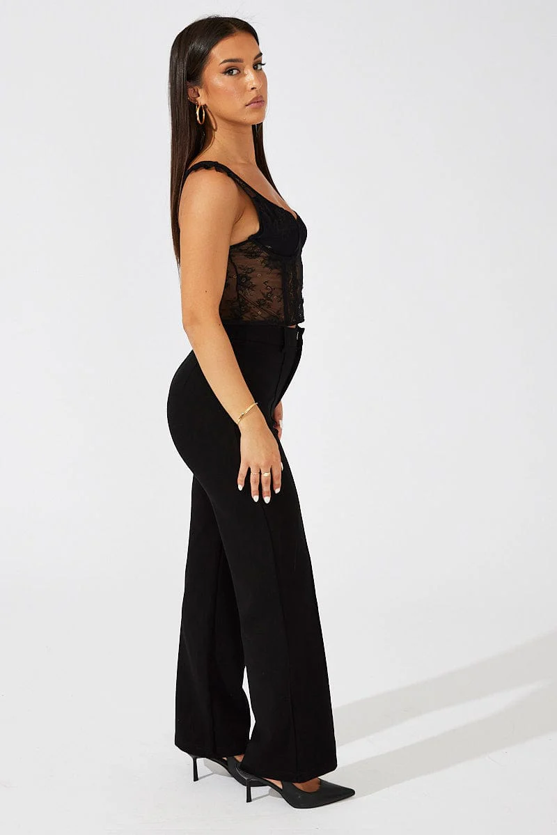 Black Slim Pants High Rise Workwear