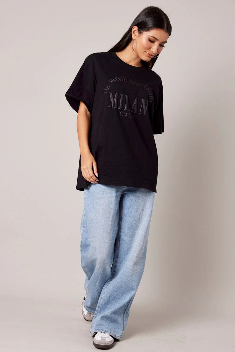 Black Graphic Tee Short Sleeve