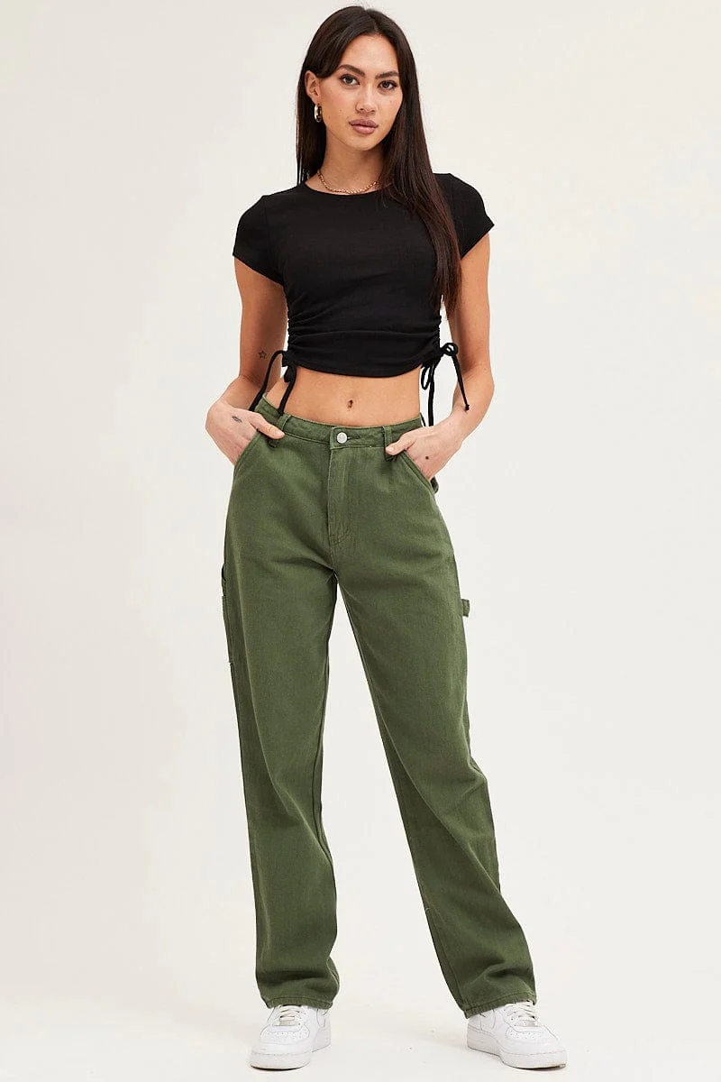 Green Carpenter Denim Jeans High Rise