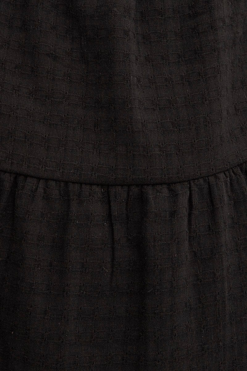 Black Button Front Mini Swing Dress