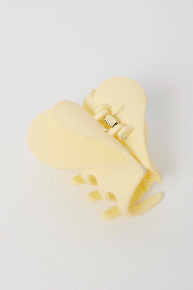 Yellow Heart Claw Clip