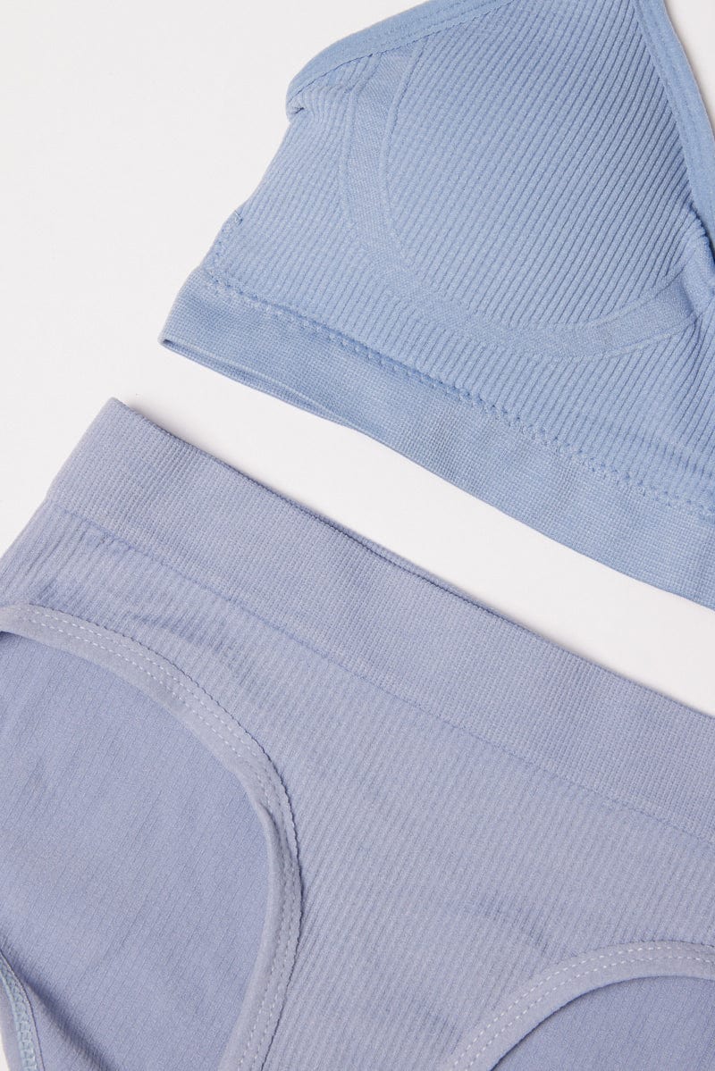 Blue Seamless Lingerie Set