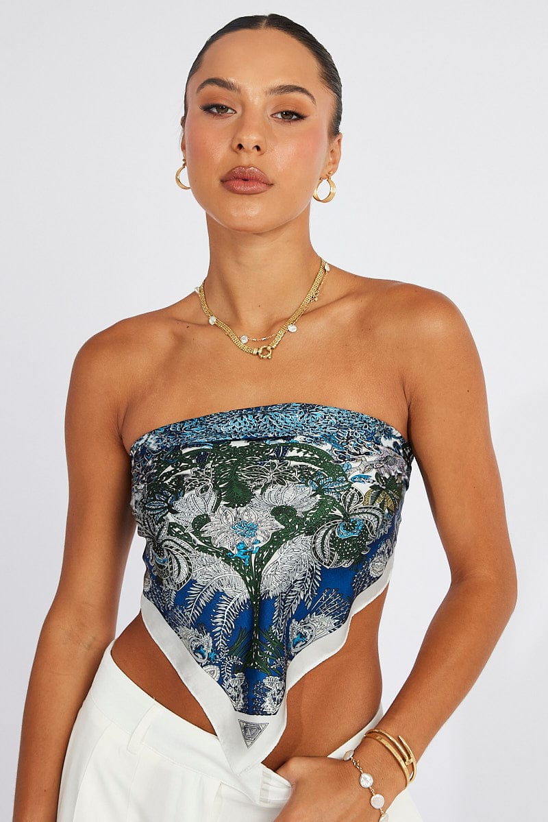 Blue Print Scarf Bandana