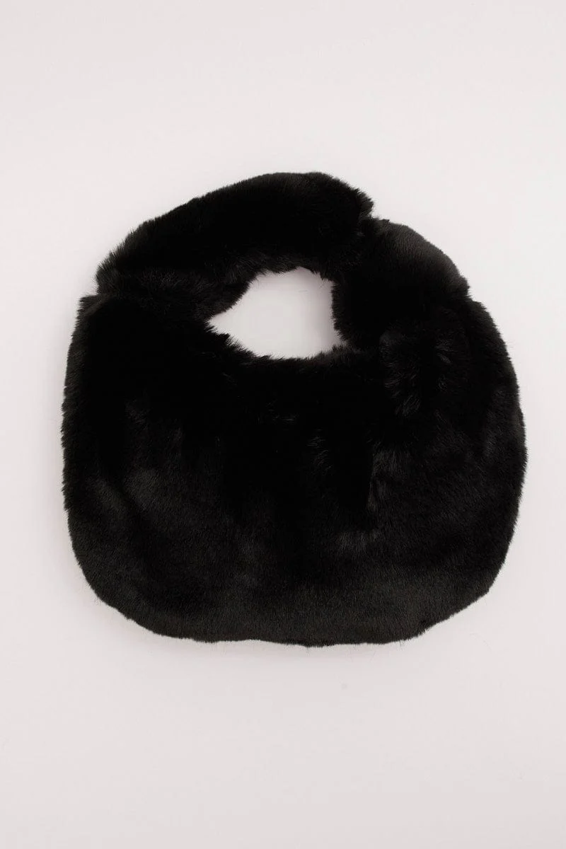 Black Faux Fur Shoulder Bag