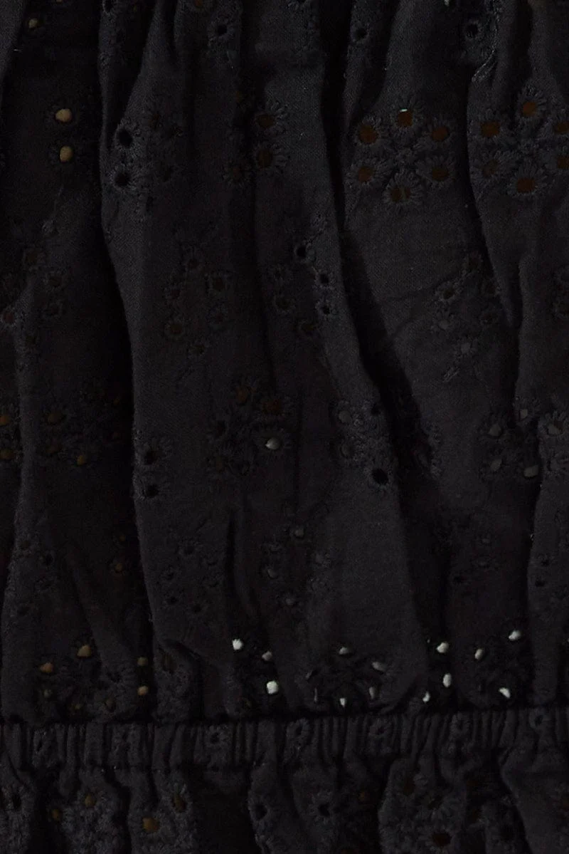 Black Crop Top Eyelet