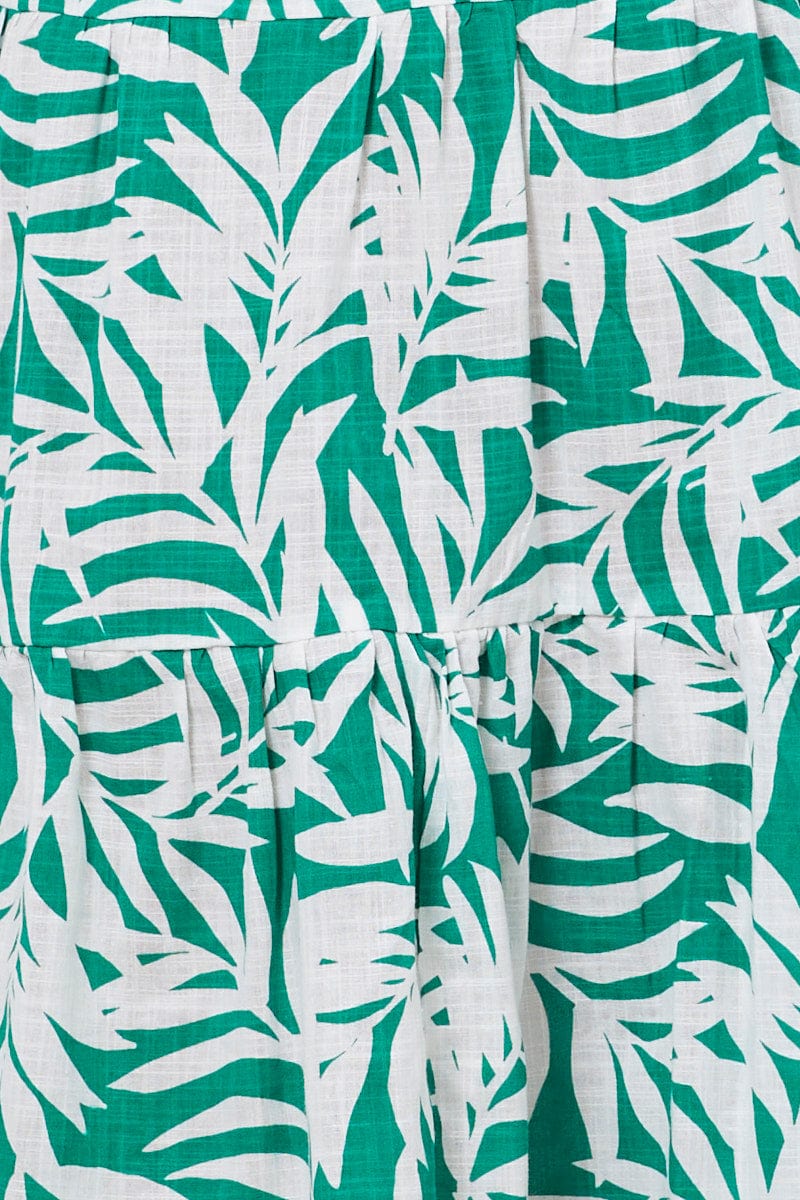 Trop Print Midi Dress Short Sleeve