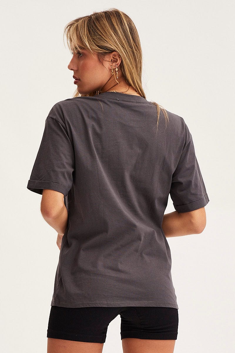 Grey Graphic T Shirt Short Sleeve