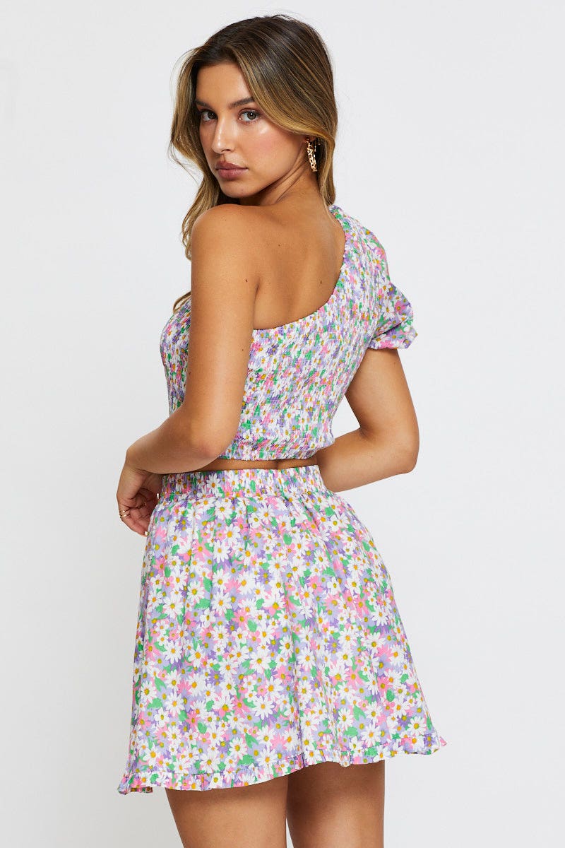 Print Skater Mini Skirt