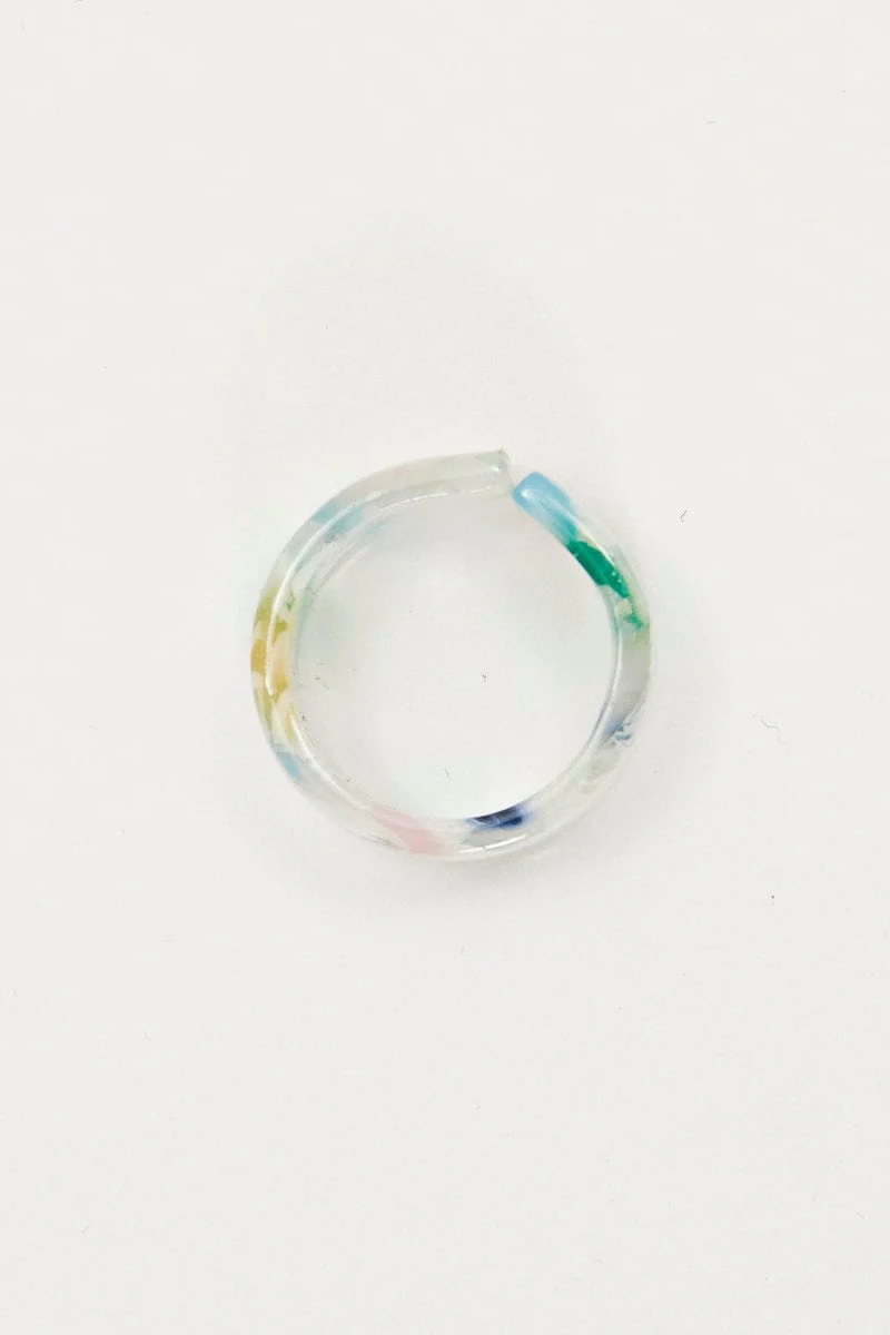 White Marble Chunky Plastic Ring