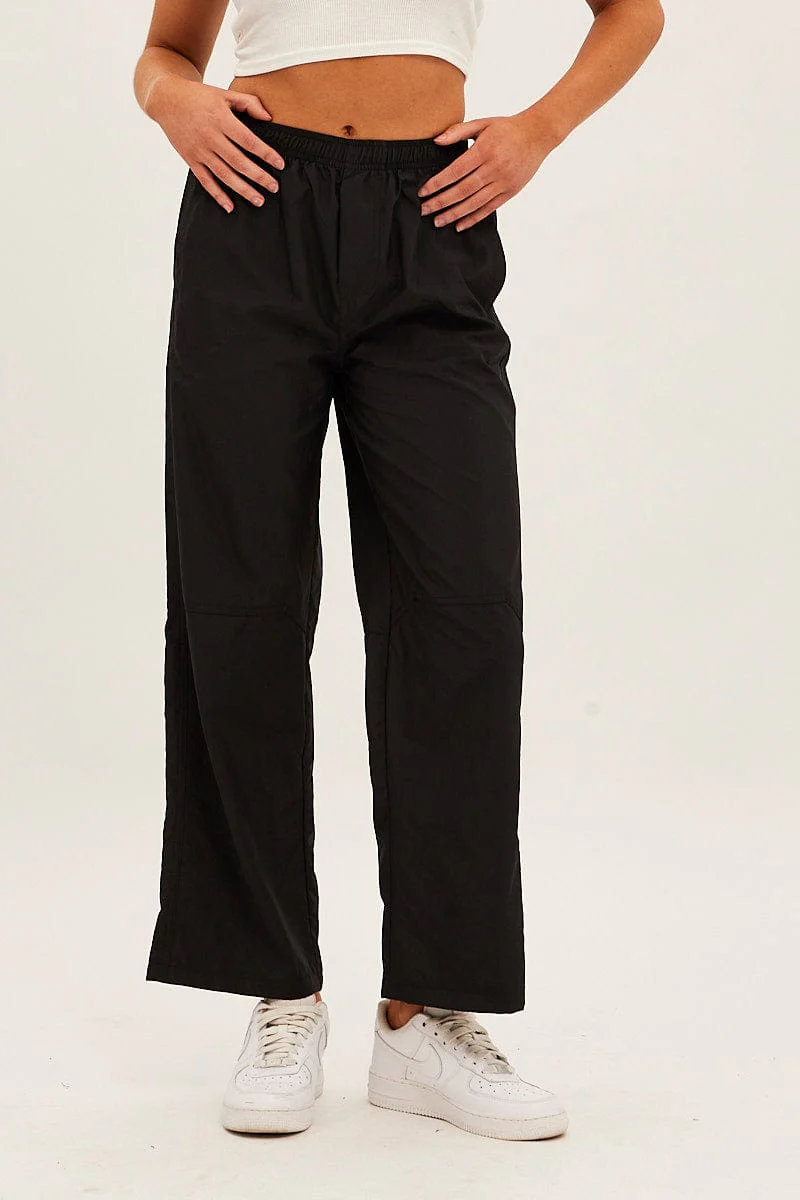 Black Cargo Parachute Pants