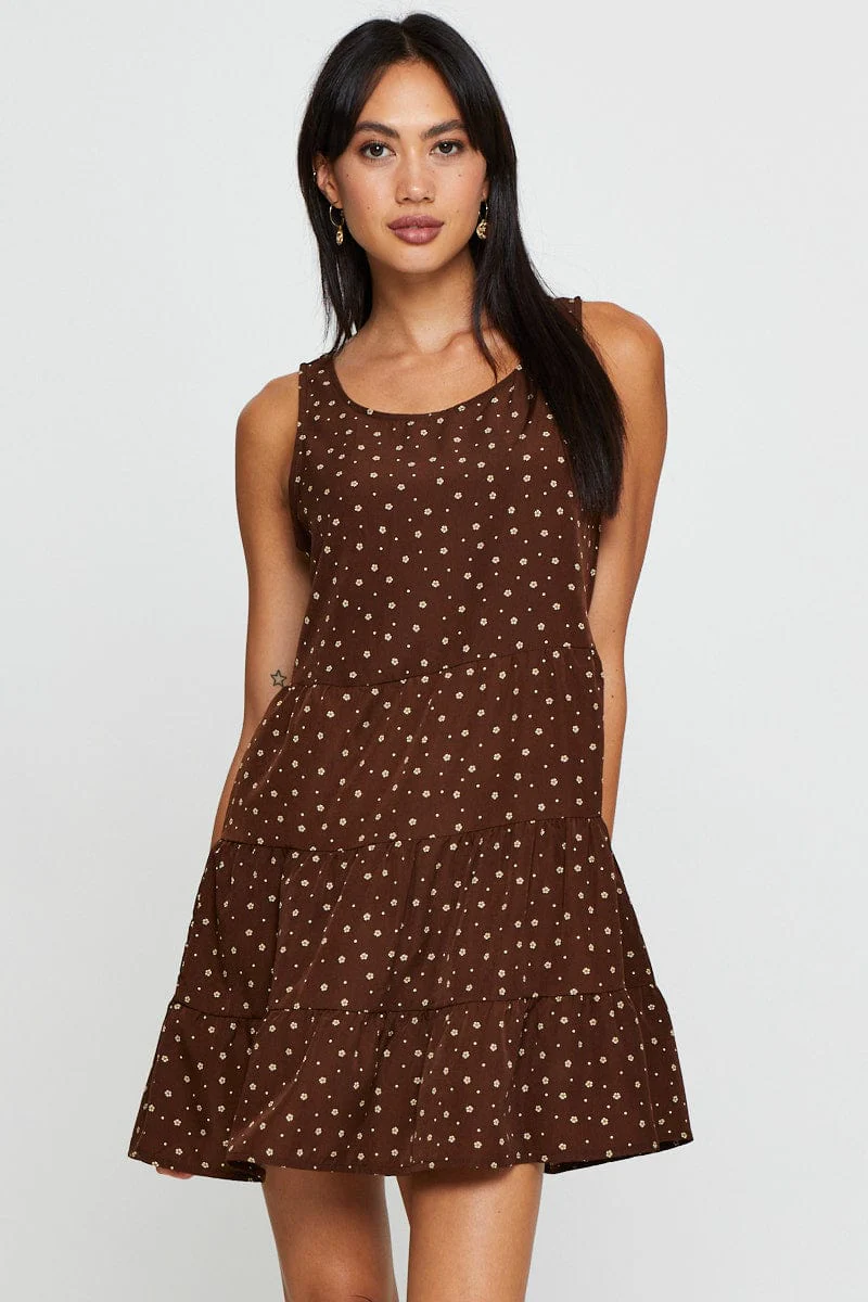 Print A Line Dress Mini