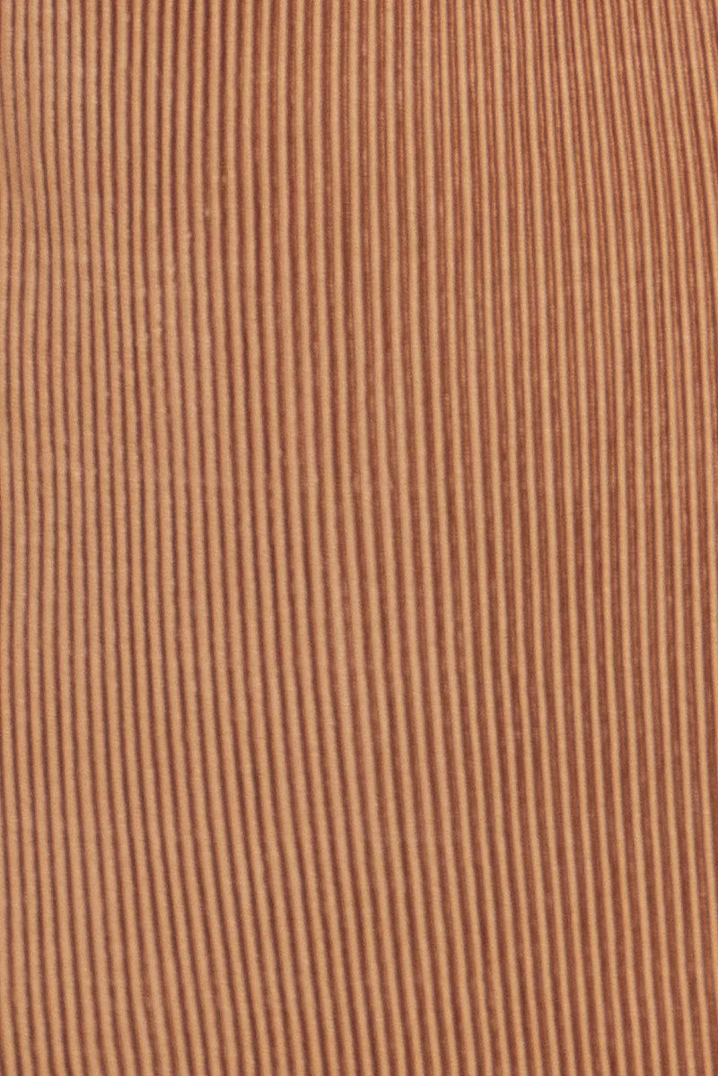 Brown Plisse Mini Skirt