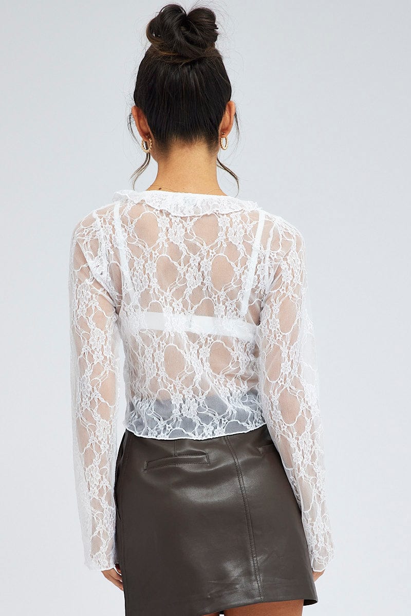 White Lace Top Long Sleeve