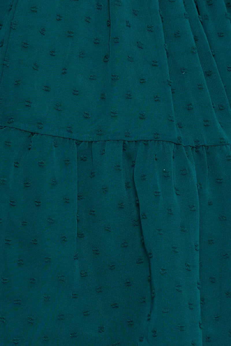 Green Fit And Flare Dress Sleeveless Halter Neck