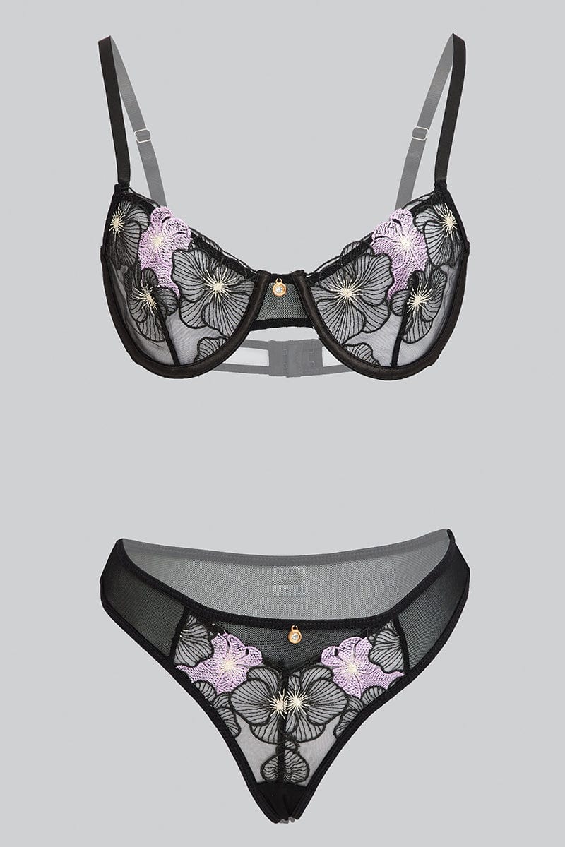 Black Embroidered Lingerie Set