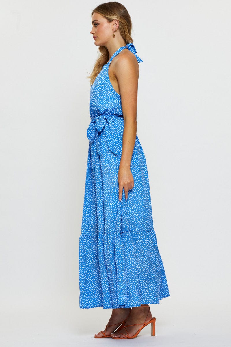 Geo Print Maxi Dress Halter Neck