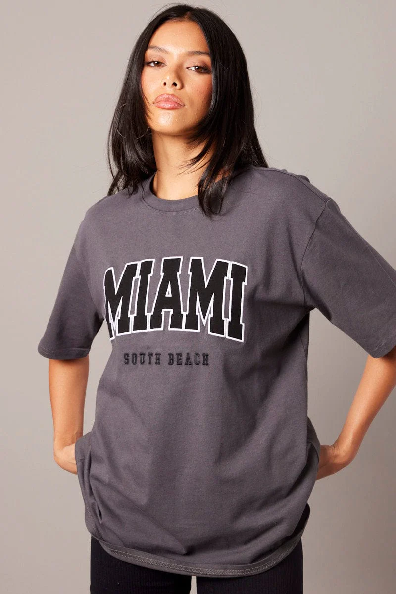 Grey Graphic Tee Short Sleeve