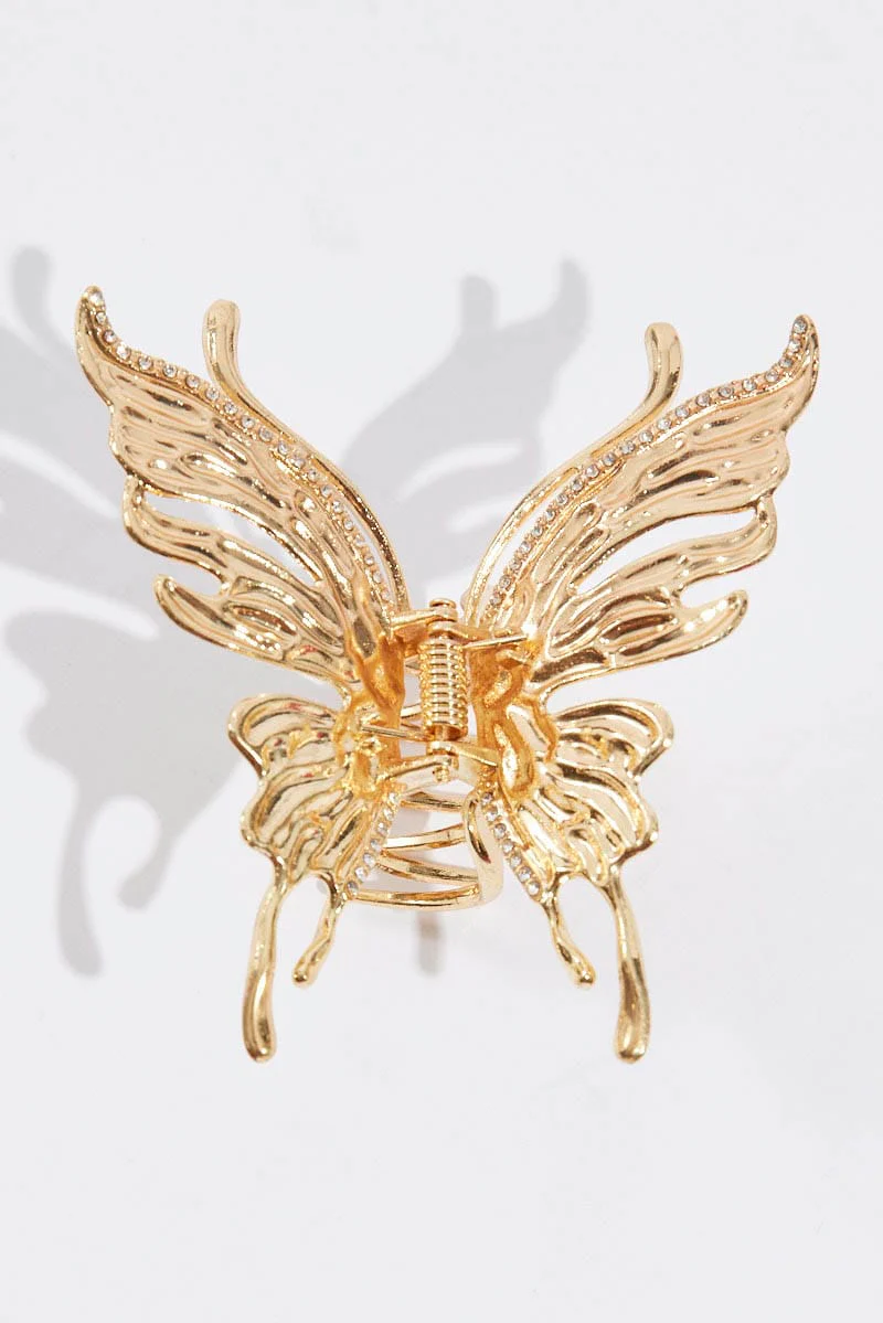 Gold Butterfly Claw Clip