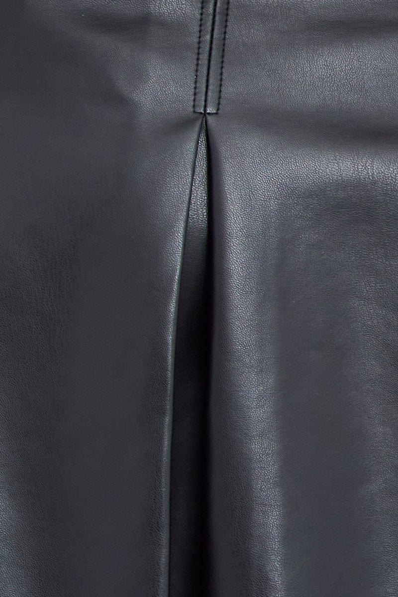 Black Pleated Skirt Mini Faux Leather