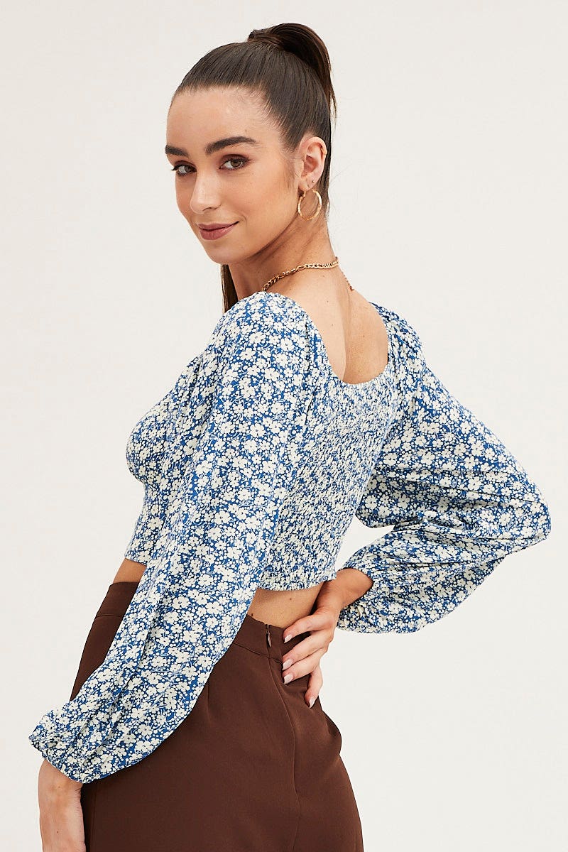 Print Off Shoulder Cropped Top