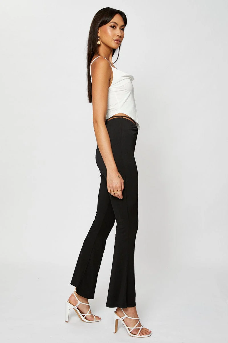 Black Jersey Pants Flare Leg